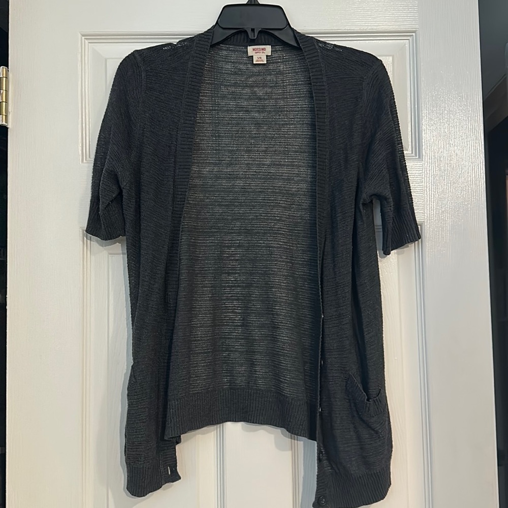 Mossimo Supply Co. Charcoal Gray Open Front Short Sleeve Cardigan
